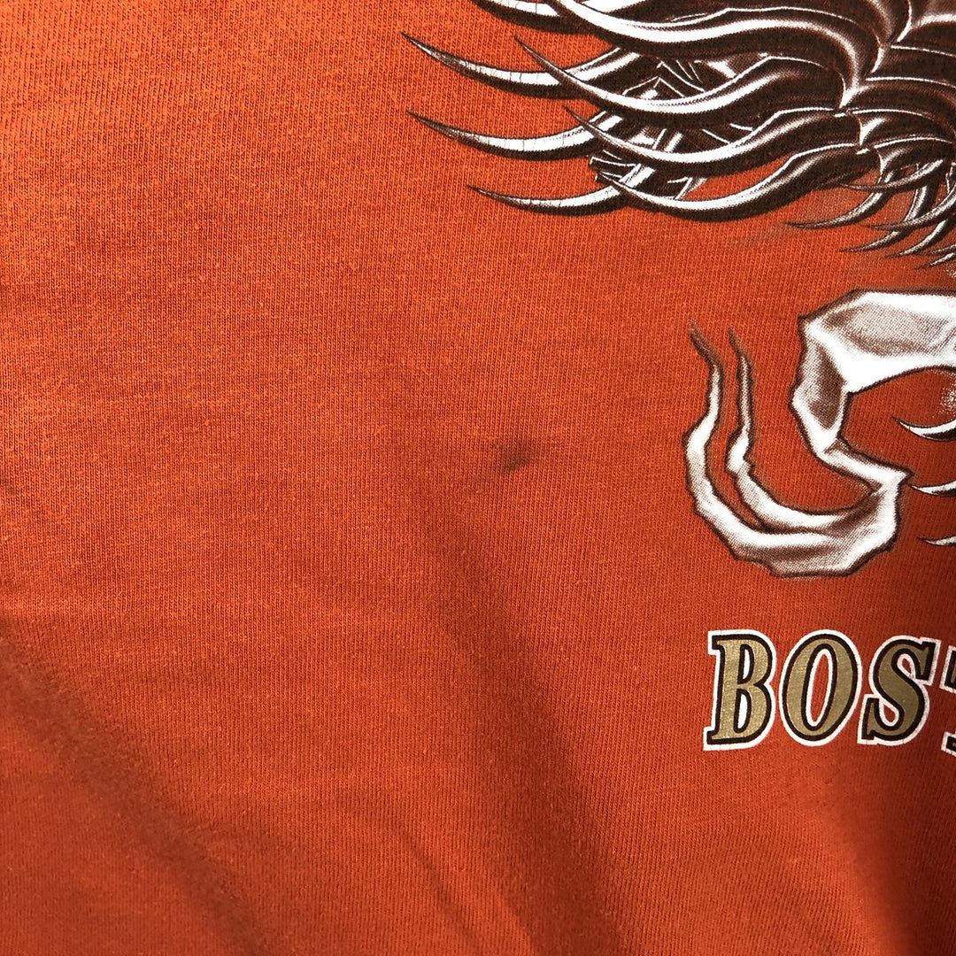 Harley-Davidson Eagle Pattern Motorcycle Long-Sleeve T-Shirt, Made in USA, Men's Size XL (approx.) cotton orange type Vintage Second Hand