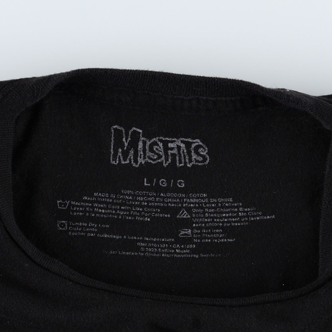 MISFITS Misfits Band T-shirt, Band T, Men's L size cotton black type Vintage Second Hand
