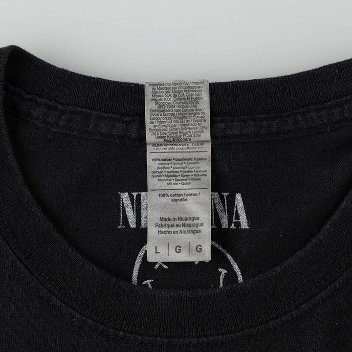 Gildan GILDAN NIRVANA Nirvana Band T-shirt Band T Men's L size cotton black type Vintage Second Hand