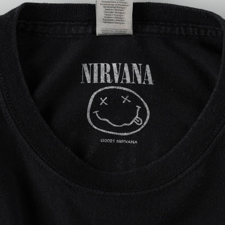 Gildan GILDAN NIRVANA Nirvana Band T-shirt Band T Men's L size cotton black type Vintage Second Hand