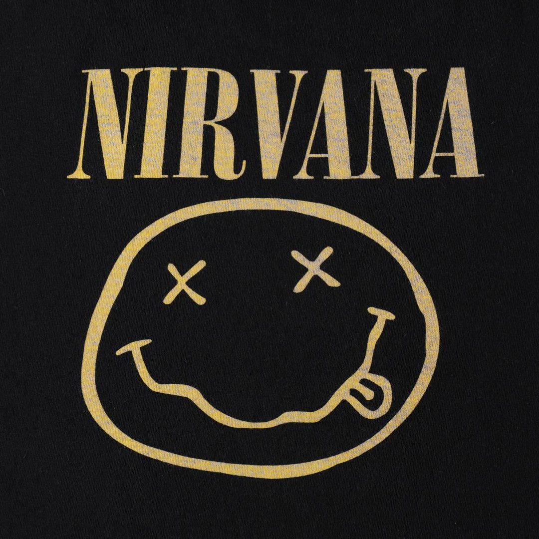 Gildan GILDAN NIRVANA Nirvana Band T-shirt Band T Men's L size cotton black type Vintage Second Hand