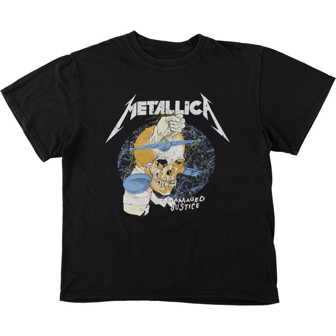 METALLICA Skull Pattern Band T-shirt Band Tee Men's M size cotton black type Vintage Second Hand