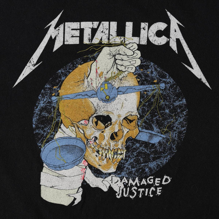 METALLICA Skull Pattern Band T-shirt Band Tee Men's M size cotton black type Vintage Second Hand