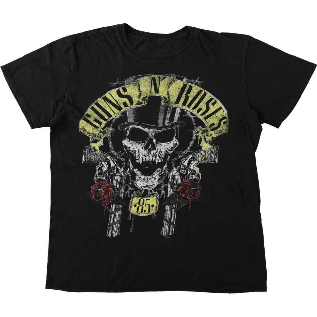 Guns N' Roses Skull Pattern Band T-shirt, Band Tee, Men's XL size unclear black type Vintage Second Hand