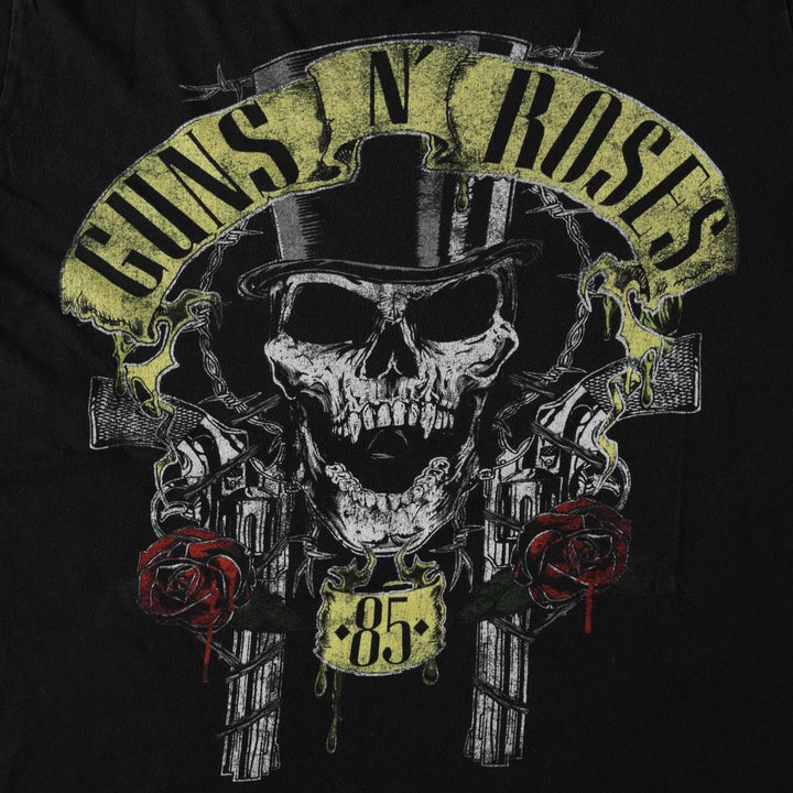Guns N' Roses Skull Pattern Band T-shirt, Band Tee, Men's XL size unclear black type Vintage Second Hand