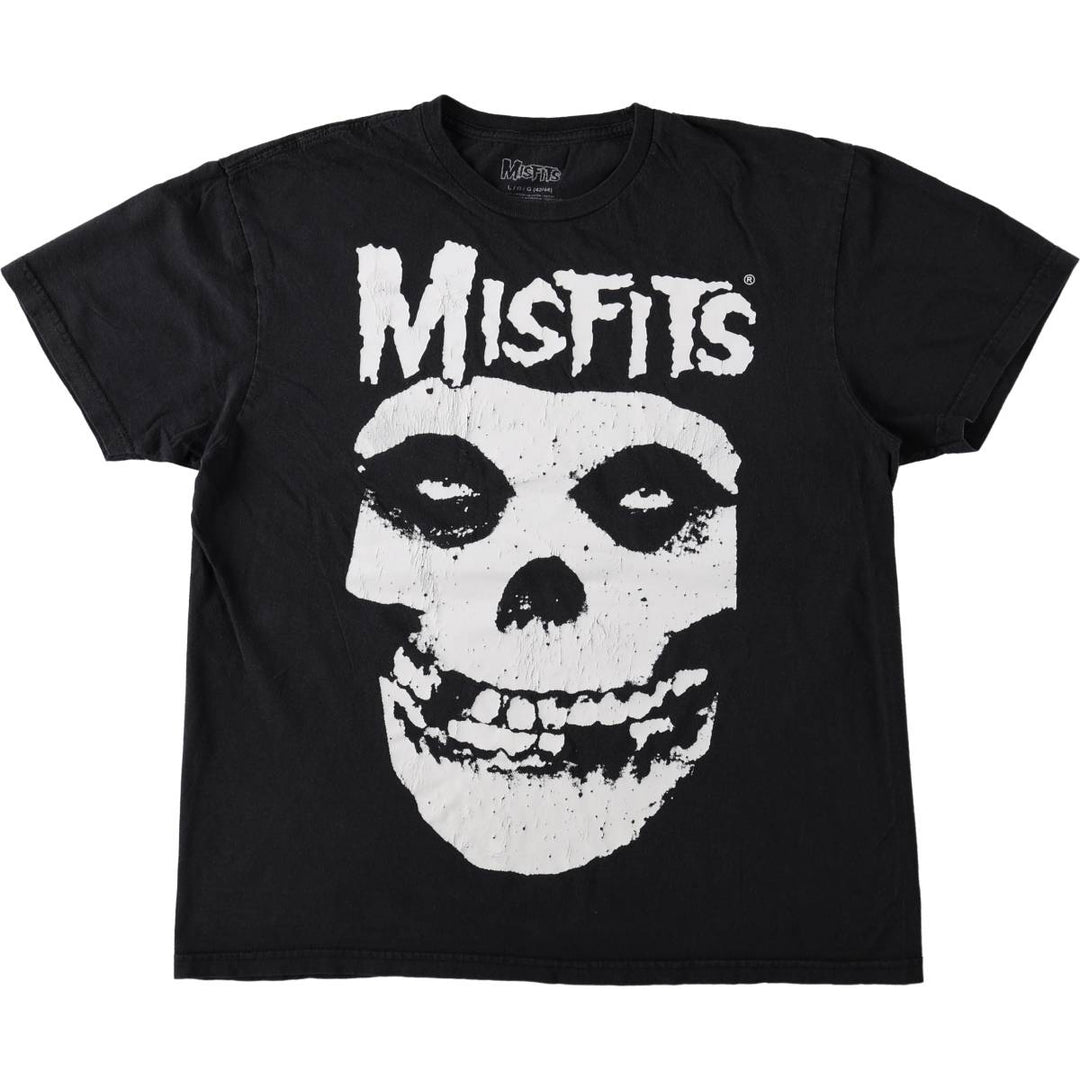 MISFITS Skull Pattern Band T-shirt, Men's L size cotton black type Vintage Second Hand