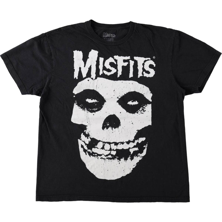 MISFITS Skull Pattern Band T-shirt, Men's L size cotton black type Vintage Second Hand