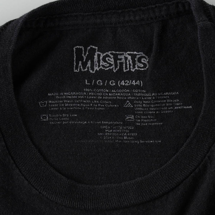 MISFITS Skull Pattern Band T-shirt, Men's L size cotton black type Vintage Second Hand