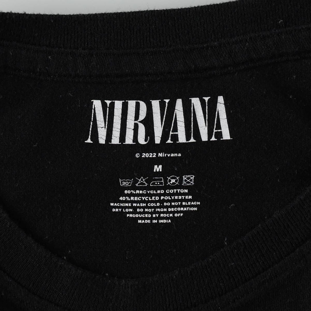 NIRVANA Nirvana Band T-shirt, Band T, Men's M size cotton black type Vintage Second Hand