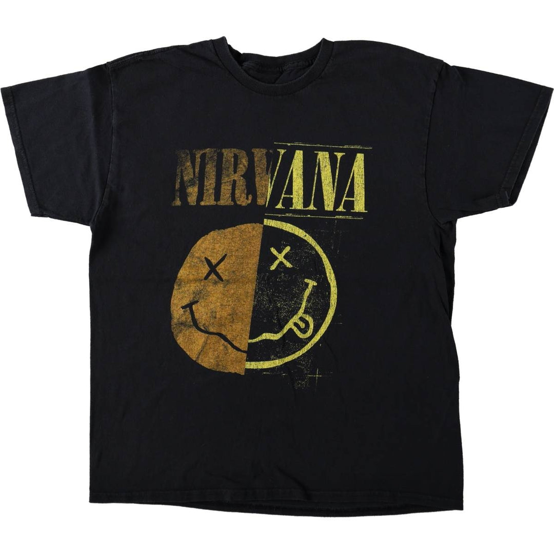 NIRVANA Nirvana Band T-shirt, Band T, Men's L size cotton black type Vintage Second Hand