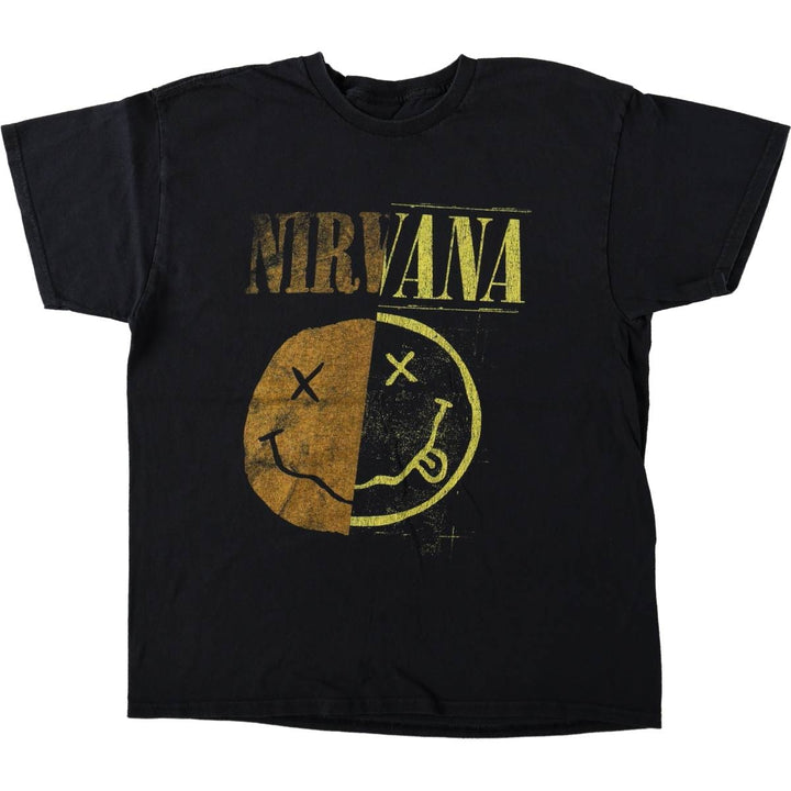NIRVANA Nirvana Band T-shirt, Band T, Men's L size cotton black type Vintage Second Hand