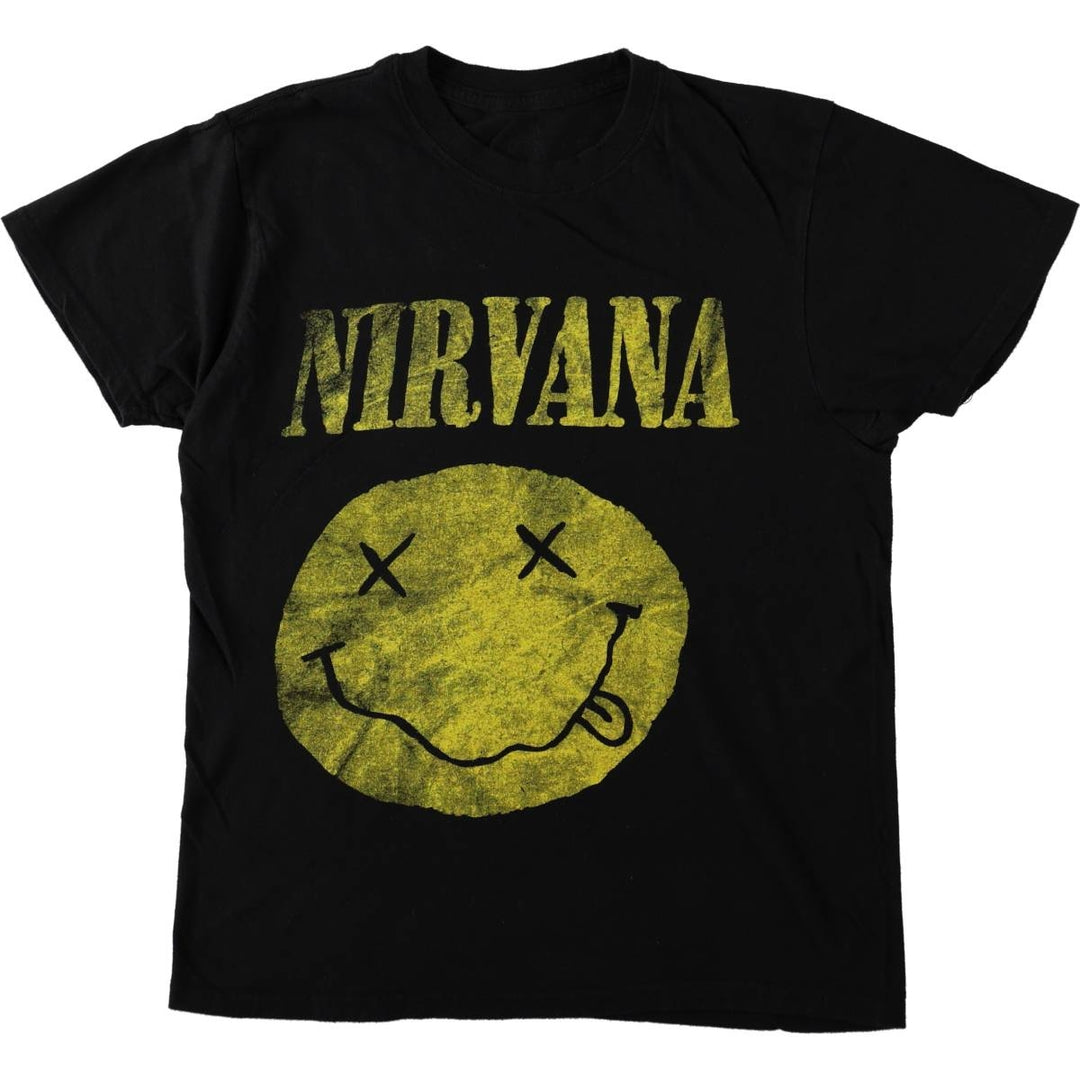 NIRVANA Nirvana Band T-shirt, Band T, Men's M size cotton black type Vintage Second Hand
