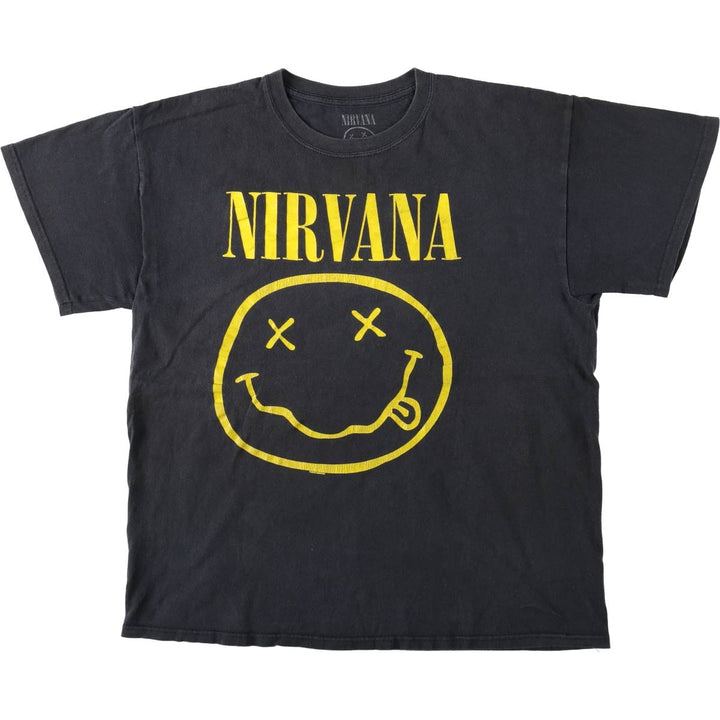 NIRVANA Nirvana Band T-shirt, Band T, Men's L size unclear black type Vintage Second Hand