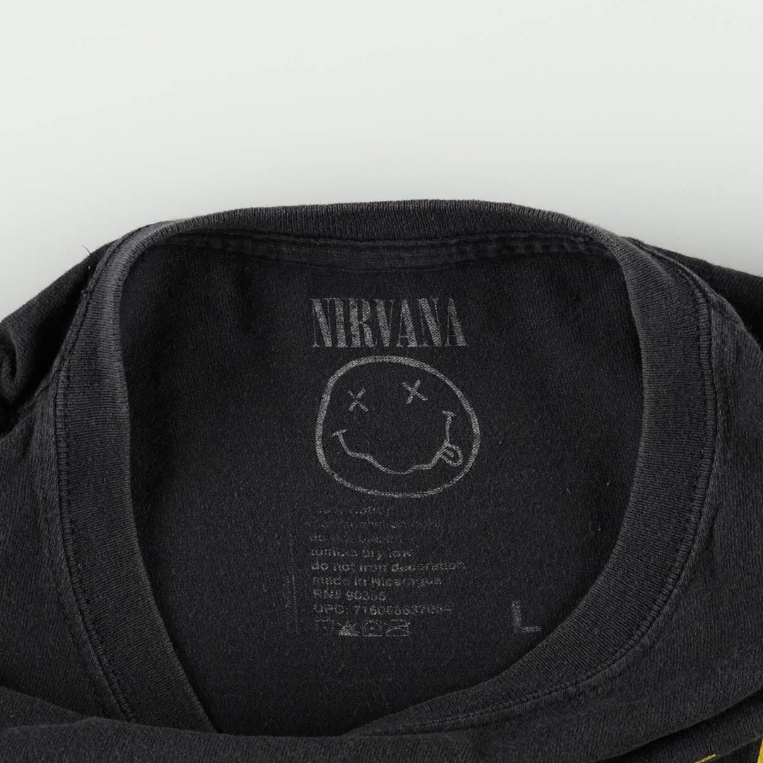 NIRVANA Nirvana Band T-shirt, Band T, Men's L size unclear black type Vintage Second Hand