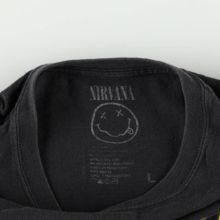 NIRVANA Nirvana Band T-shirt, Band T, Men's L size unclear black type Vintage Second Hand