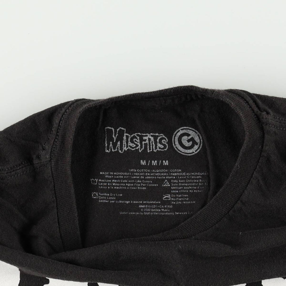 MISFITS Skull Pattern Band T-shirt, Men's M size cotton black type Vintage Second Hand