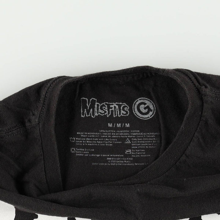 MISFITS Skull Pattern Band T-shirt, Men's M size cotton black type Vintage Second Hand