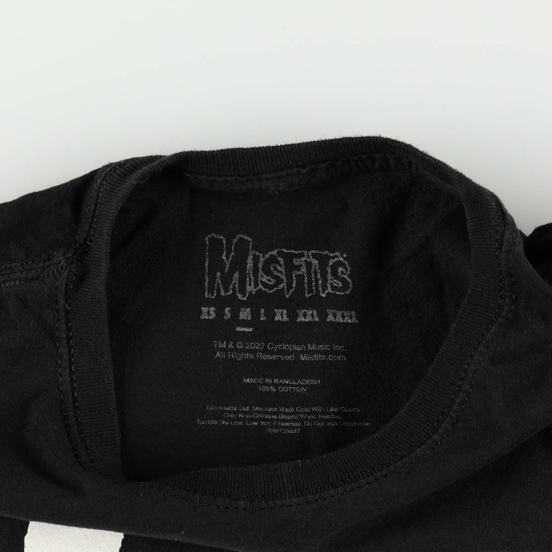MISFITS Skull Pattern Band T-shirt, Men's M size cotton black type Vintage Second Hand