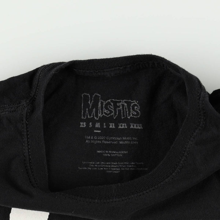 MISFITS Skull Pattern Band T-shirt, Men's M size cotton black type Vintage Second Hand