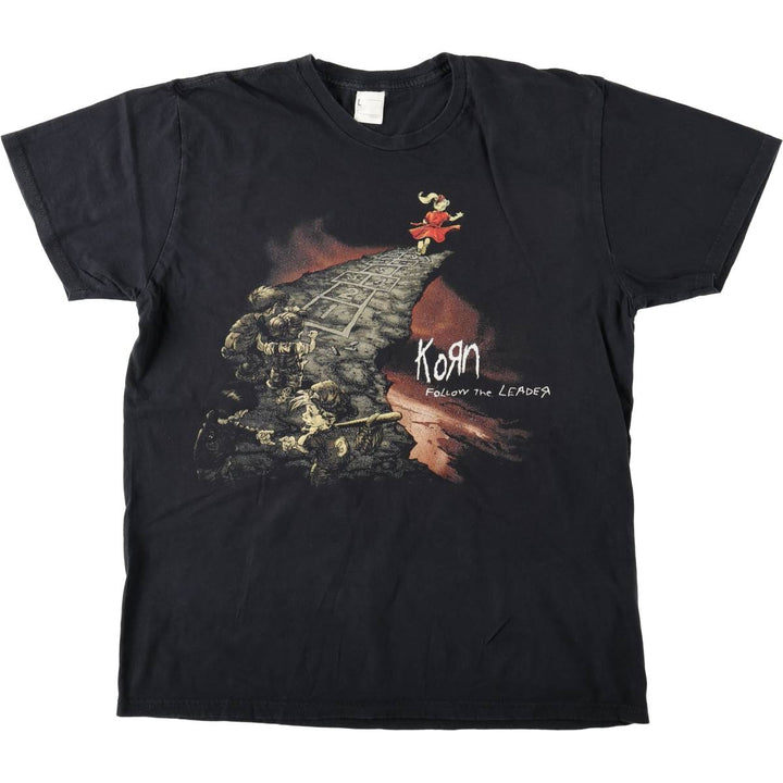 KORN band T-shirt, band T, men's size L cotton black type Vintage Second Hand