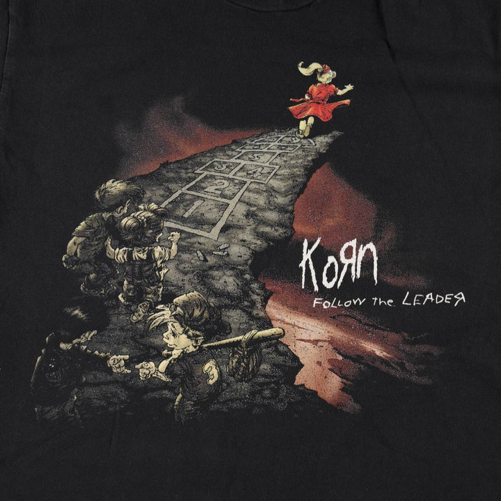KORN band T-shirt, band T, men's size L cotton black type Vintage Second Hand