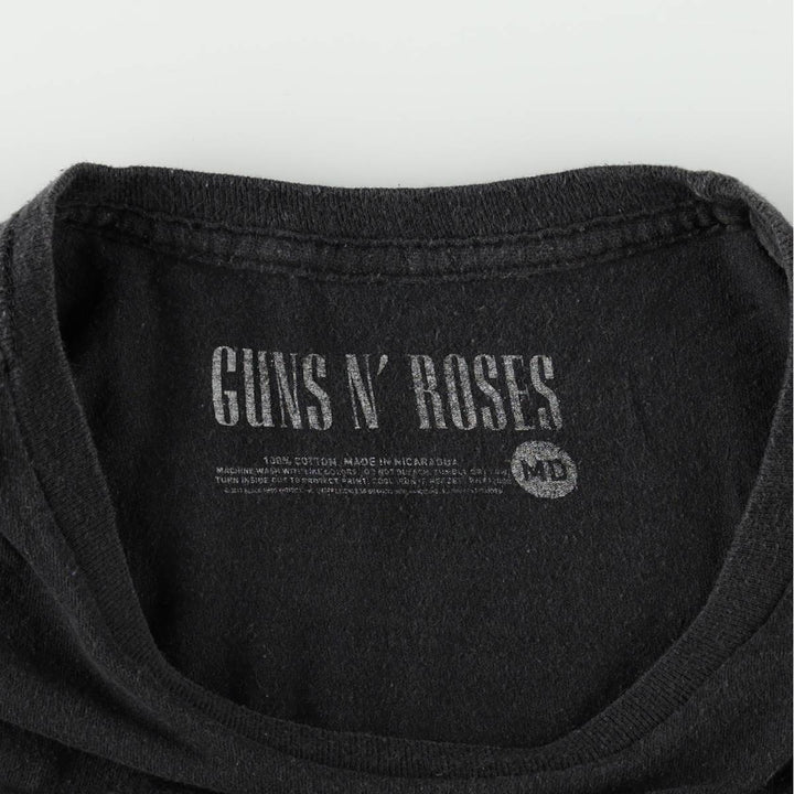 Guns N' Roses Skull Pattern Band T-shirt, Men's M size cotton black type Vintage Second Hand