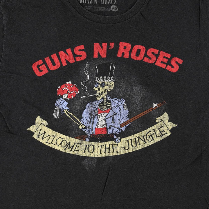 Guns N' Roses Skull Pattern Band T-shirt, Men's M size cotton black type Vintage Second Hand