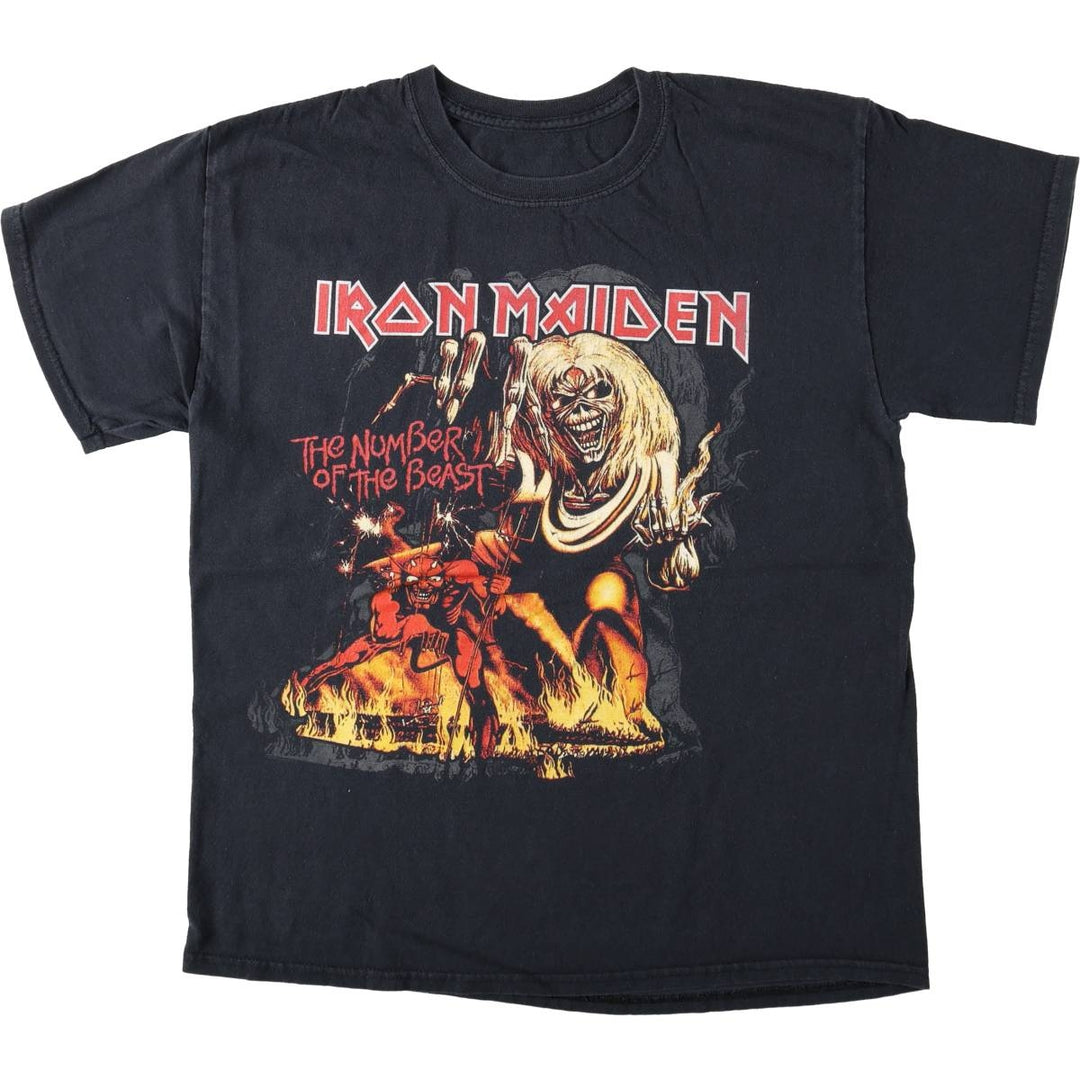 IRON MAIDEN Iron Maiden Band T-shirt Band T Men's M size unclear black type Vintage Second Hand