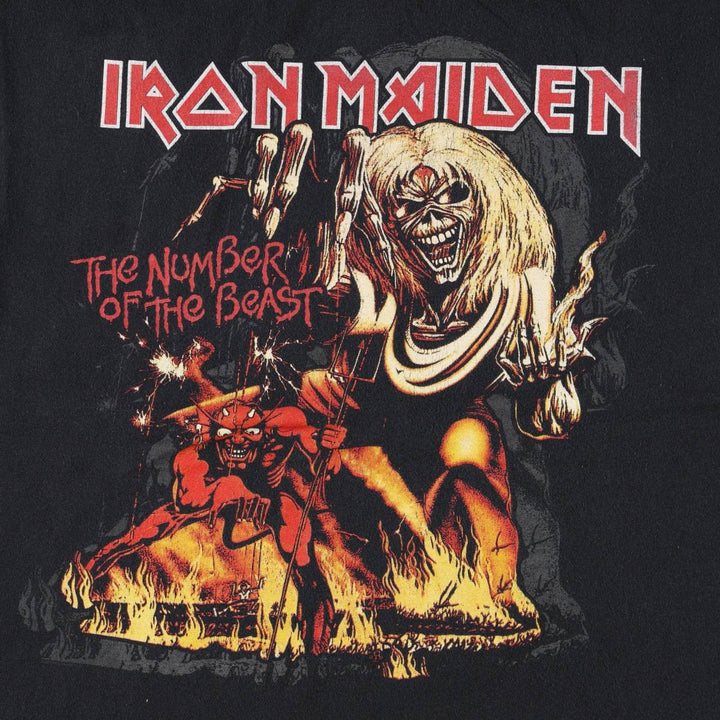 IRON MAIDEN Iron Maiden Band T-shirt Band T Men's M size unclear black type Vintage Second Hand