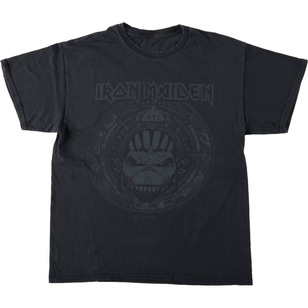 IRON MAIDEN Skull Pattern Band T-shirt Band Tee Men's M size unclear black type Vintage Second Hand