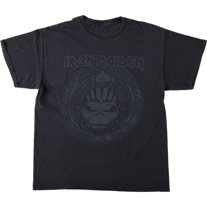 IRON MAIDEN Skull Pattern Band T-shirt Band Tee Men's M size unclear black type Vintage Second Hand