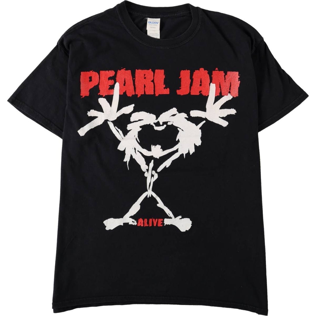 Gildan Pearl Jam Band T-shirt, Men's L size cotton black type Vintage Second Hand