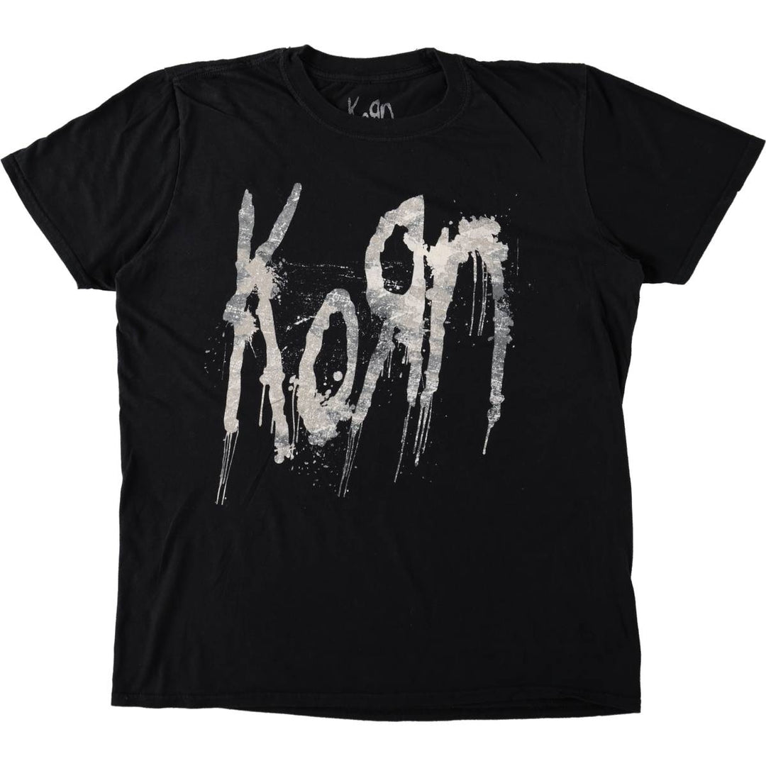 KORN band T-shirt, band T, men's size L cotton black type Vintage Second Hand