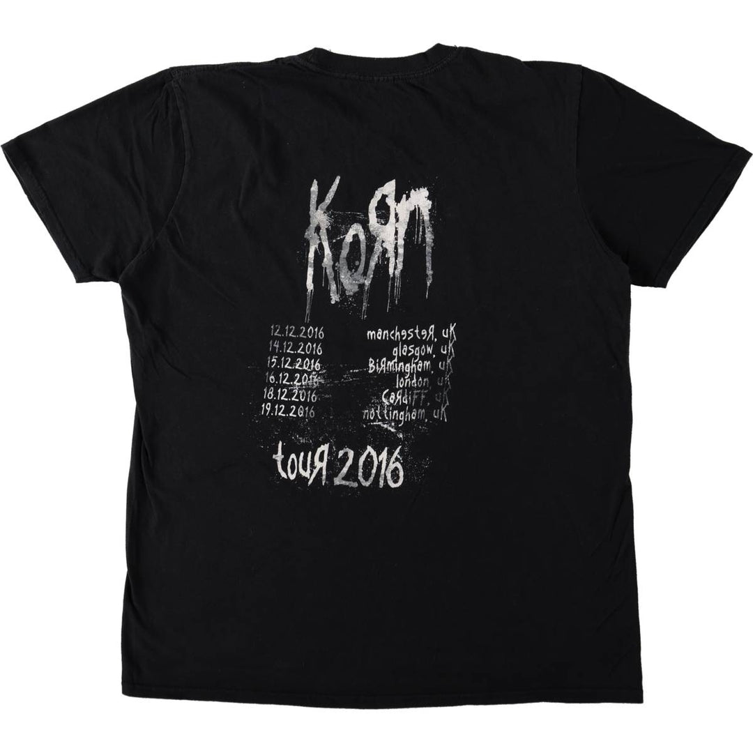 KORN band T-shirt, band T, men's size L cotton black type Vintage Second Hand