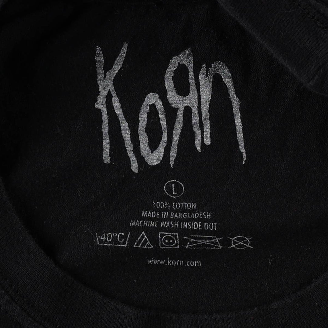 KORN band T-shirt, band T, men's size L cotton black type Vintage Second Hand