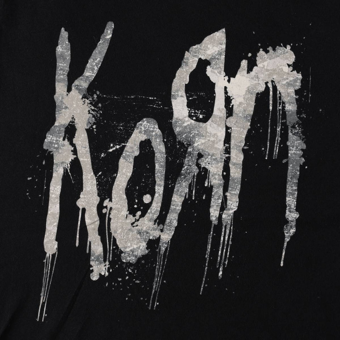 KORN band T-shirt, band T, men's size L cotton black type Vintage Second Hand