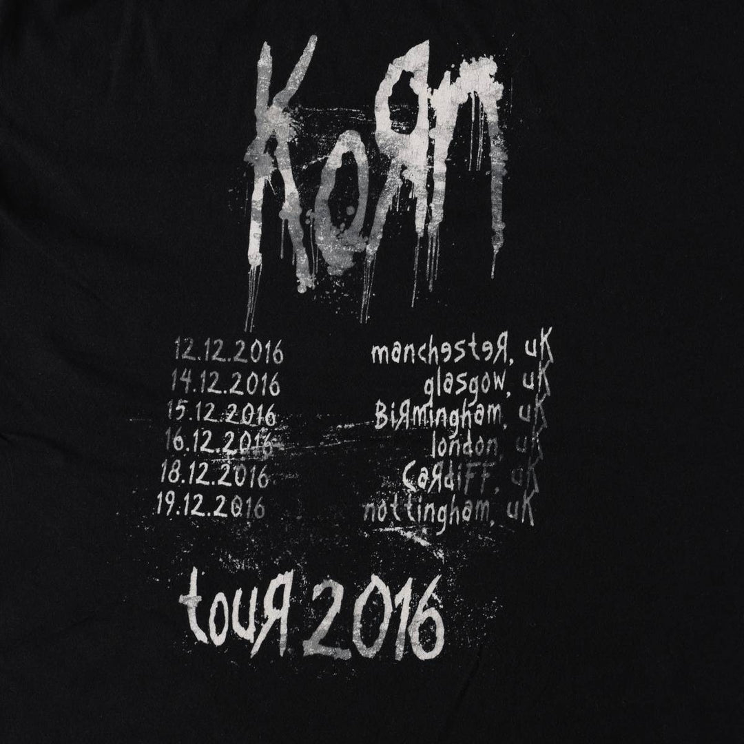 KORN band T-shirt, band T, men's size L cotton black type Vintage Second Hand