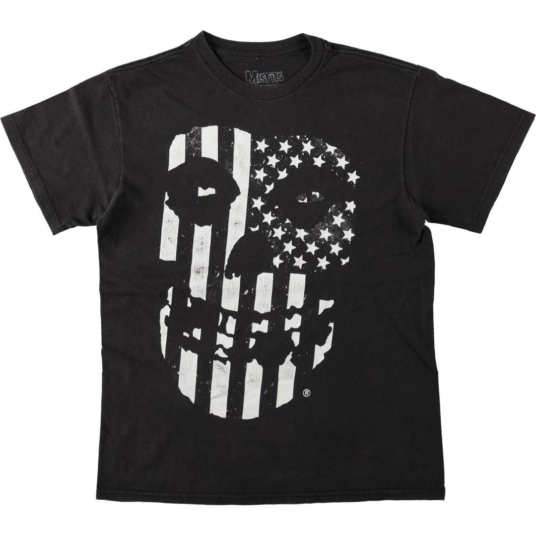 MISFITS Skull Pattern American Flag Band T-Shirt (Men's Size M) cotton black type Vintage Second Hand