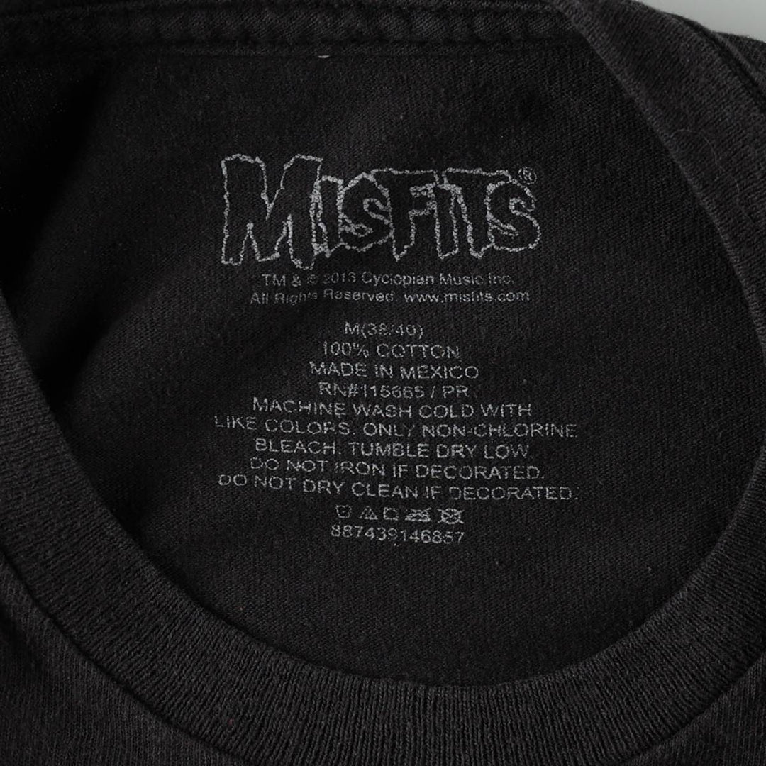 MISFITS Skull Pattern American Flag Band T-Shirt (Men's Size M) cotton black type Vintage Second Hand