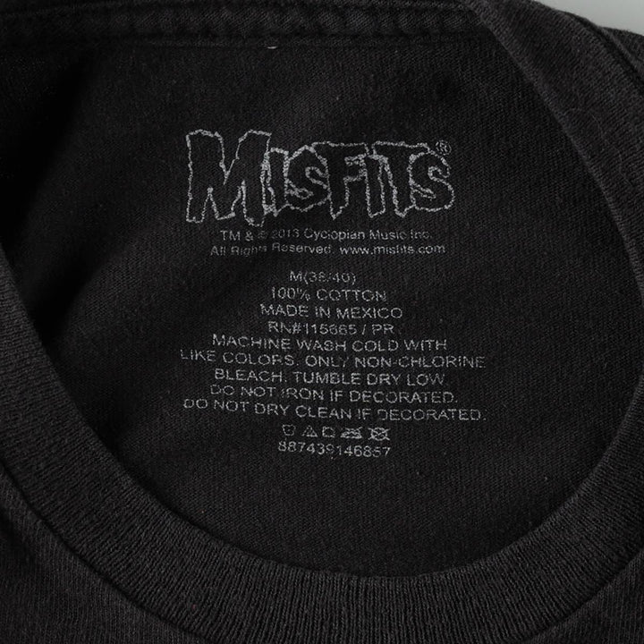MISFITS Skull Pattern American Flag Band T-Shirt (Men's Size M) cotton black type Vintage Second Hand