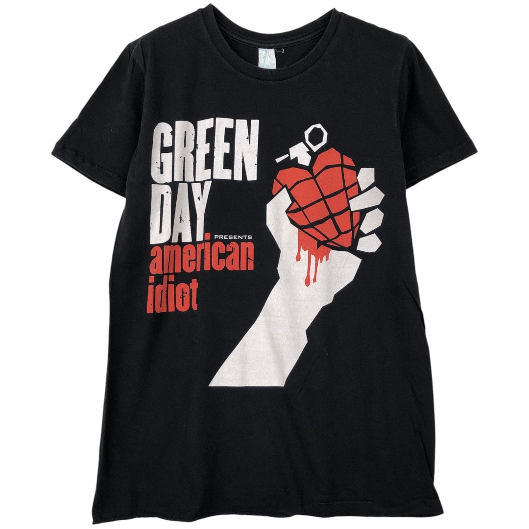 GREEN DAY band t-shirt, women's size M (approx.) unclear black type Vintage Second Hand