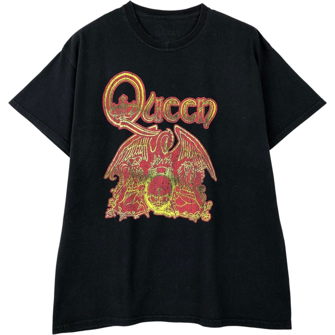 QUEEN Band T-shirt, Men's L size unclear black type Vintage Second Hand