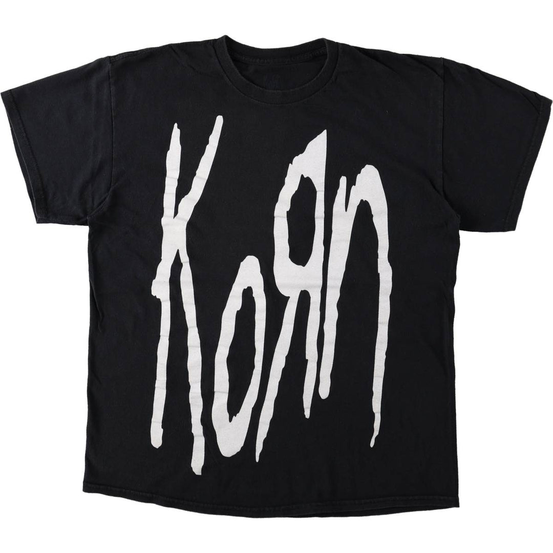 KORN band T-shirt, band T, men's size L cotton black type Vintage Second Hand