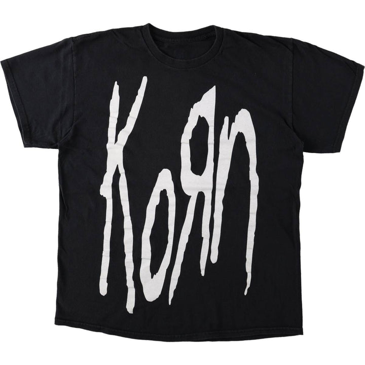 KORN band T-shirt, band T, men's size L cotton black type Vintage Second Hand