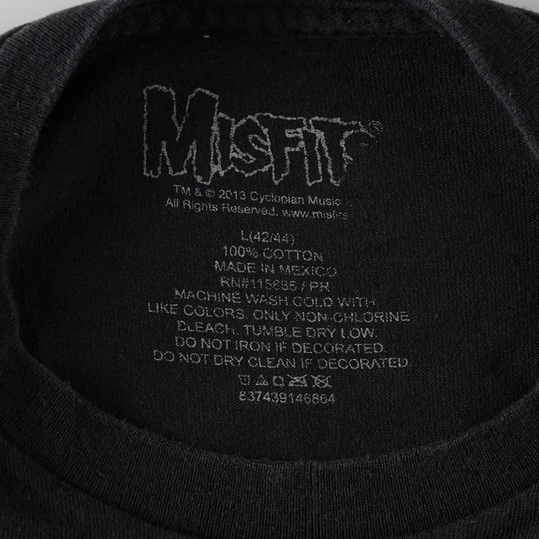 MISFITS Skull Pattern American Flag Band T-Shirt (Men's XL equivalent) cotton black type Vintage Second Hand