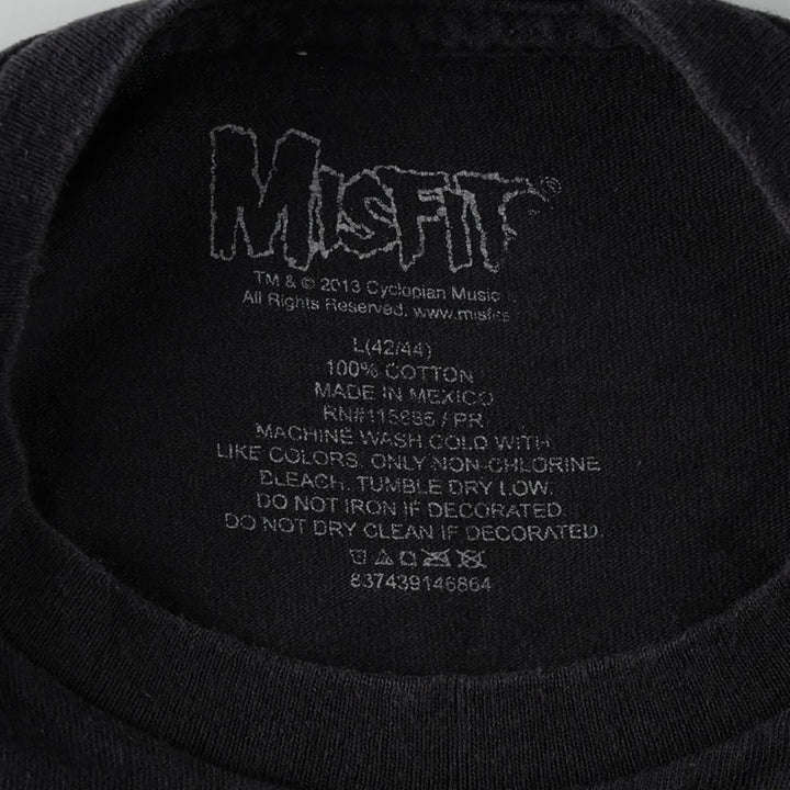 MISFITS Skull Pattern American Flag Band T-Shirt (Men's XL equivalent) cotton black type Vintage Second Hand