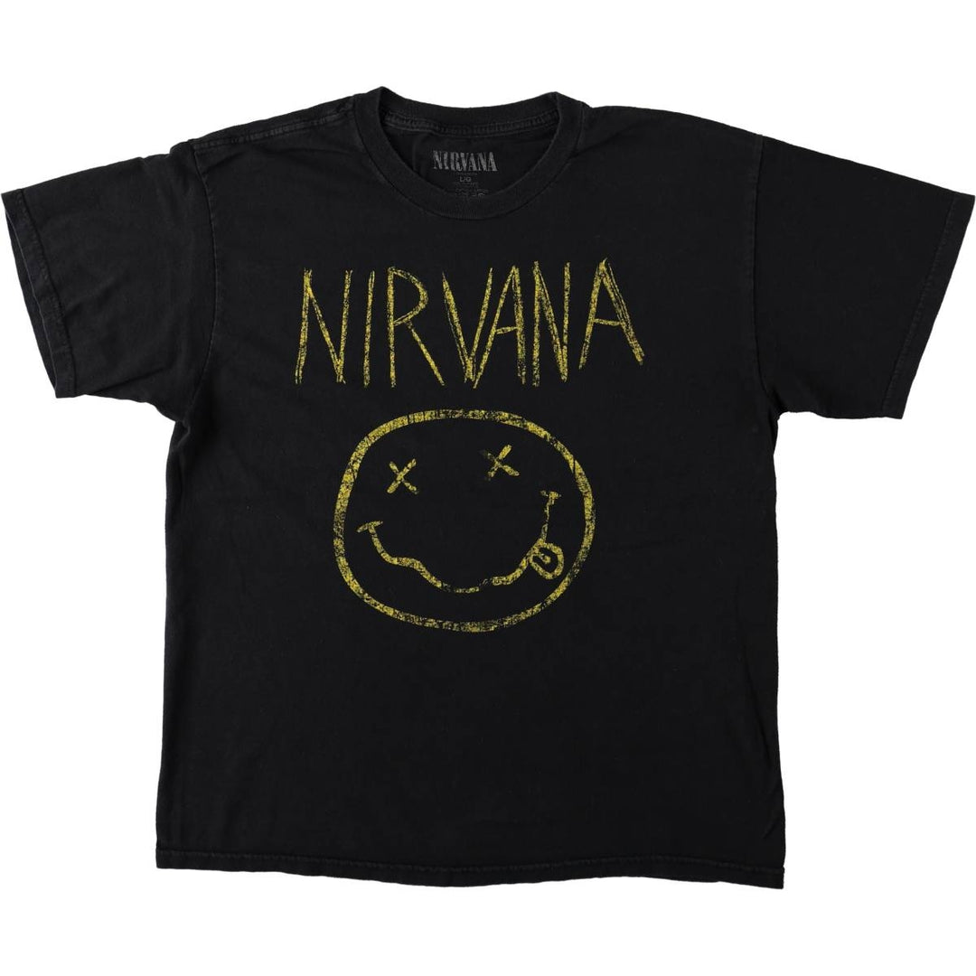 NIRVANA Nirvana Band T-shirt, Band T, Men's L size cotton black type Vintage Second Hand