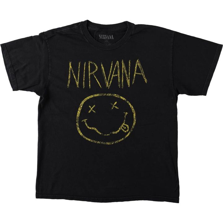 NIRVANA Nirvana Band T-shirt, Band T, Men's L size cotton black type Vintage Second Hand