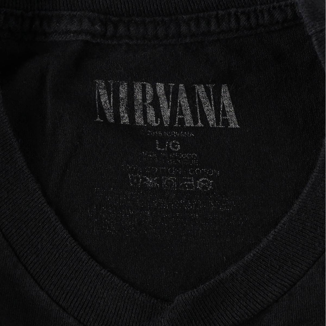 NIRVANA Nirvana Band T-shirt, Band T, Men's L size cotton black type Vintage Second Hand