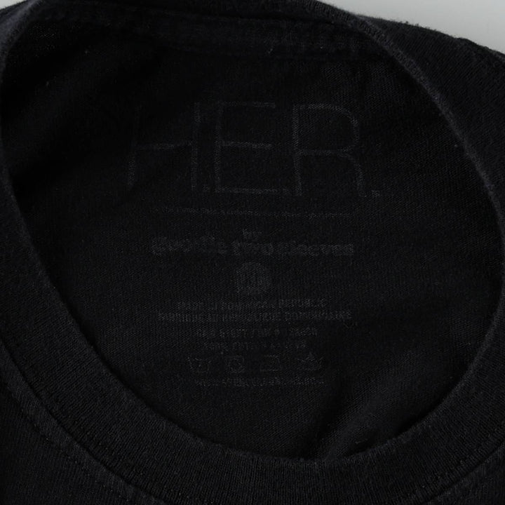 HER Wrap T-Shirt, Men's XL (approx.) cotton black type Vintage Second Hand